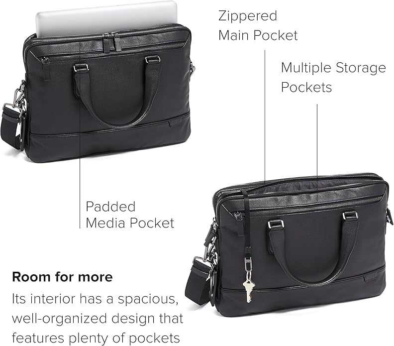 TUMI Harrison Sycamore Slim Brief - 14-Inch Laptop Briefcase - Professional Business Briefcase with Removable Shoulder Strap