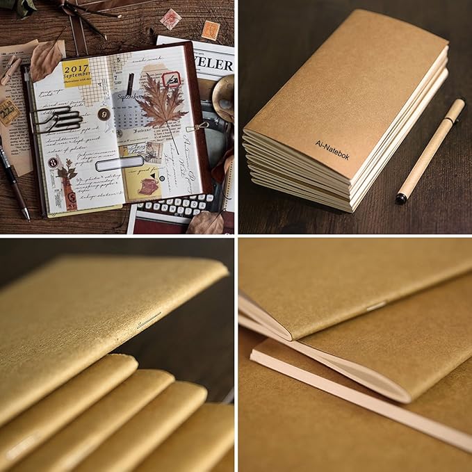 Dot Grid Notebook/Journal Inserts - Refill for Travelers Notebook by ai-natebok - 7.4 X 4 Inch - Set of 3-240 Pages