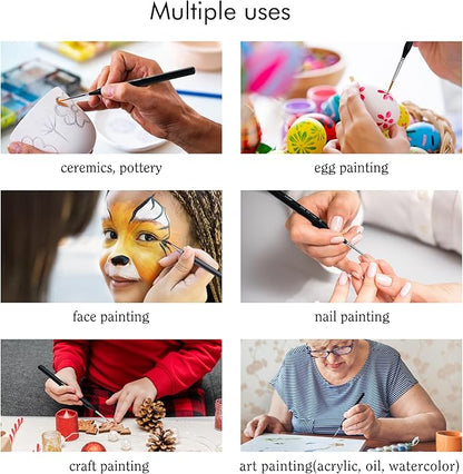 ARTIFY Miniature Drybrush Paint Brush Set: 14-Piece Round Small Detail Model Paintbrushes, Thin Mini Tiny Micro Paint Brushes for Miniature Painting