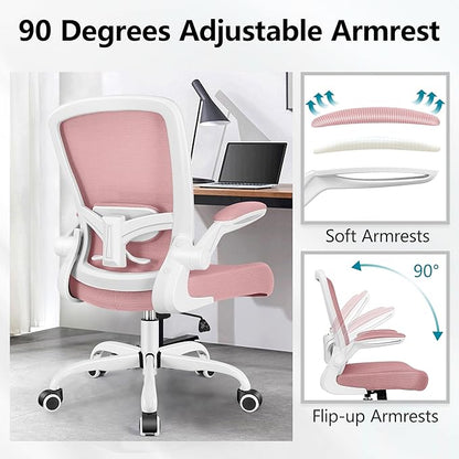 FelixKing Office Chair, Ergonomic Desk Chair Breathable Mesh Chair with Adjustable High Back Lumbar Support Flip-up Armrests, Executive Rolling Swivel Comfy Task Computer Chair for Home Office