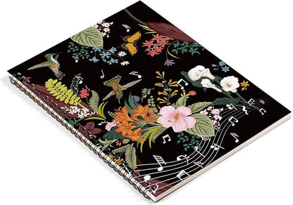 MAXCURY Blank Sheet Music Composition Manuscript Staff Paper Art Music Notebook Black 100 Pages 26x19cm (Flora)