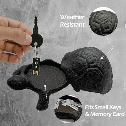 Cast Iron Turtle Key Hider - Outdoor Hidden Key Holder, Decorative Garden Statue, Secret Hiding Spot for Spare Keys, Discreet and Durable Hide-a-Key Solution, Ideal for Home, Yard, and Patio