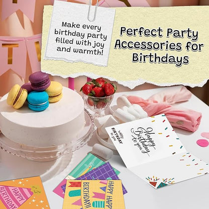 24 Pack Scented Birthday Cards with Envelopes & Stickers, 4x6 Inch Bulk Scratch and Sniff Greeting Cards, Happy Birthday Notes for Family, Kids, Friends, Parties and Office Celebrations