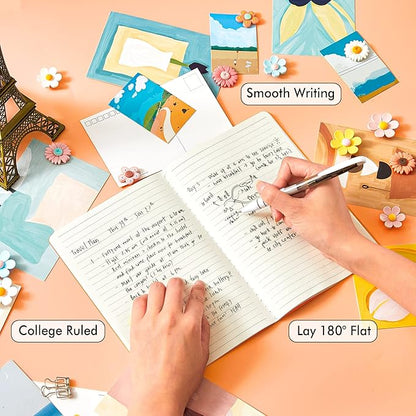 feela 8 Pack Soft Cover Journal Bulk, Notebooks College Ruled for Work, Lined Travel Journal for Women Men, Note Taking Notebook School Supplies Business Writing, 8.2” x 5.5”, A5, Orange