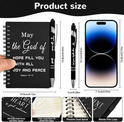 INSADA Christian Prayer Journal Spiral Black Notebooks Bulk Small Notepad with Pens - Small Notepads (4.13”x5.43”) - Easter Gifts for male, Church Members & Bible Study Groups (30 sets Black)