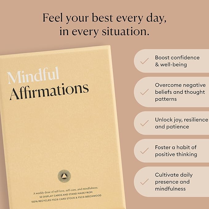 Intelligent Change Mindful Affirmations, 52 Positive Affirmation Cards for Women with Display Stand, Daily Affirmations for Inspiration, Mindfulness & Self Care, Unique Gifts for Women and Men