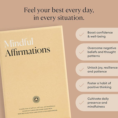 Intelligent Change Mindful Affirmations, 52 Positive Affirmation Cards for Women with Display Stand, Daily Affirmations for Inspiration, Mindfulness & Self Care, Unique Gifts for Women and Men
