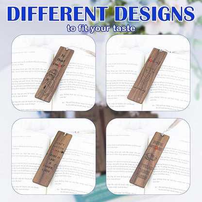 Funny Gifts Bookmark for Women – Set of 4 Wooden Bookmarks with Tassels, Made from Walnut Wood,Funny Bookmark Gift for Men and Women, Novelty Gag Bookmark for Book Lovers,Christmas Stocking Stuffer