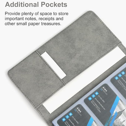 MaxGear Business Card Organizer, 240 Cards Book Portable Business Card Holder for Men & Women, Professional PU Credit Cards Binder File Storage, Dark Gray
