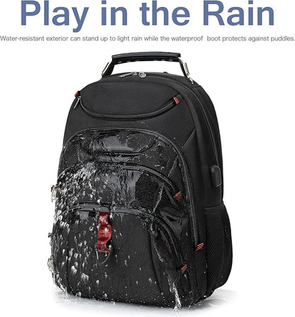 Laptop Backpack for Men - Stylish College Bookbag for Daily Commutes and Travel - 15 inch Travel Laptop Backpack with USB Charging Port - Waterproof - Black