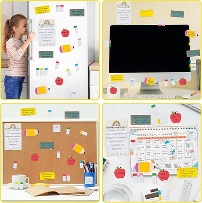 2 Pack Teaching is A Work of Heart Sticky Notes Set - Ruler Blackboard Pencil Apple Self-Stick Note Pads Teacher Appreciation Gift Writing Memo Pads Page Marker Back to School Office Supplies