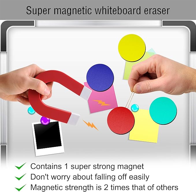 Mini Dry Erase Erasers, IHPUKIDI 48 Pack Magnetic Whiteboard Dry Erasers Chalkboard Cleaner Wiper for Kids and Classroom Teacher Supplies, Home and Office (2 x 2 Inch)