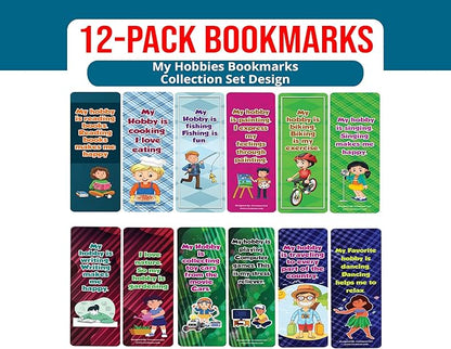 Creanoso My Hobbies Bookmarks (2-Sets X 6 Cards) – Daily Inspirational Card Set – Interesting Book Page Clippers – Great Gifts for Adults and Professionals