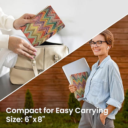 Pretty Cute Lined Spiral Journal Notebook for Women, Aesthetic College Ruled Notebook for Work & Note Taking, A5 Hardcover Journal for Writing, 140 Pages, Retro Weave