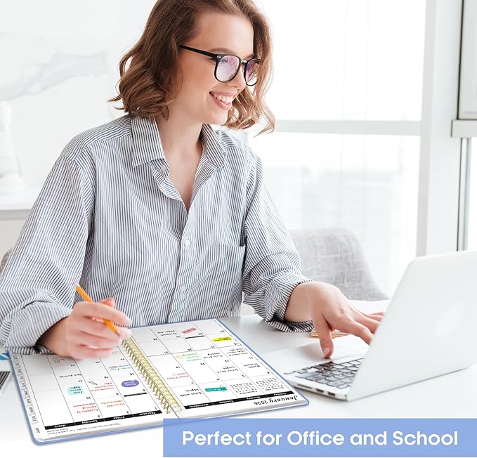 2026 Planner, Weekly and Monthly Calendar Planner, January 2026 - December 2026, Hardcover 2026 Calendar Planner Book with Tabs For Women & Men, Inner Pocket, Spiral Bound, Perfect for Office Home School Supplies - A4 (8.5" x 11"), Lavender