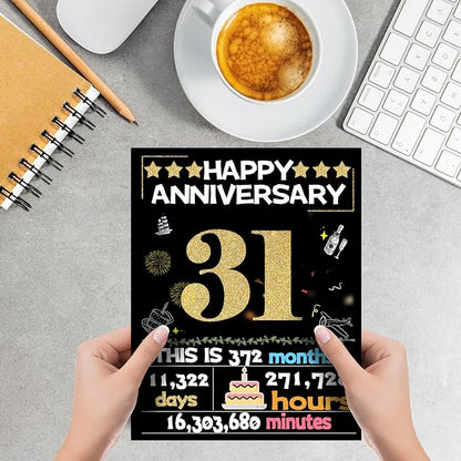 Joycard 31st Anniversary Card for Women Men, Gold Wedding Card for Wife Husband, Sweet Marriage Decorations Gifts for Couple, Perfect for Her Him on Anniversary Day, Back in 1994