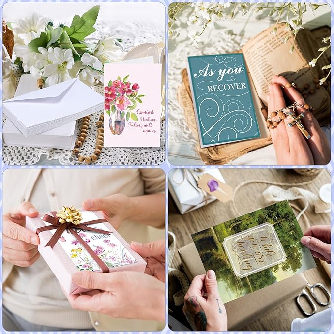 36 Sets Christian Get Well Soon Cards with Scripture Assorted Religious Bible Verse Wishing You Well Greeting Cards with Envelope(Printing Floral)