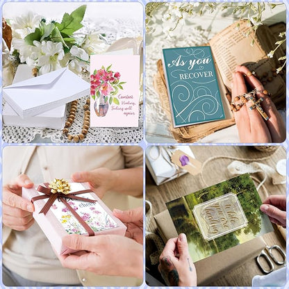 36 Sets Christian Get Well Soon Cards with Scripture Assorted Religious Bible Verse Wishing You Well Greeting Cards with Envelope(Printing Floral)