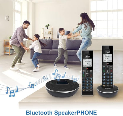 VTech LS6381-2 Bluetooth Speaker with Echo Cancellation, Noise Reduction, Music Streaming, PC/Landline/Cellular Calls, Paired with DECT6.0 Cordless Handset, Answering System, Smart Call Blocker,Black