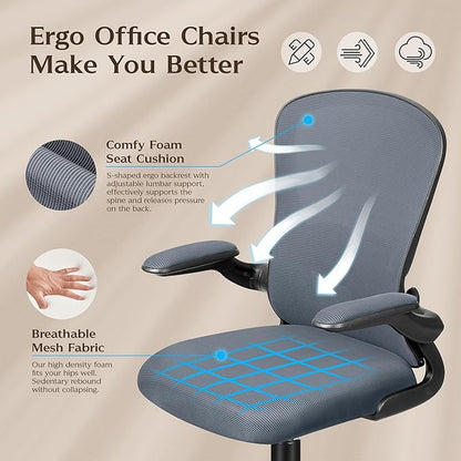 FelixKing Office Chair, Ergonomic Desk Chairs with Wheels Home Mesh Chair Adjustable Lumbar Support and Height, Ergo Chair for Working Gaming Use (Dark Gray)