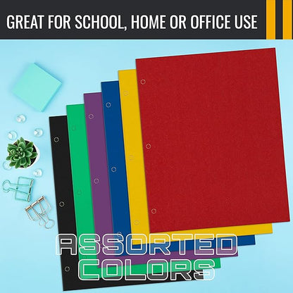 Better Office Products Letter Size Paper Portfolios Case of 100, Assorted Primary Colors, (Assorted, 2 Pocket Paper Folders)