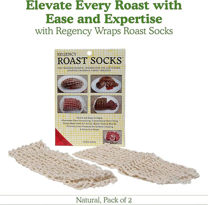 Regency Wraps Roast Sock, Elasticized Twine Tube For Forming Meat, Stuffed Chicken Breast, and Tenderloin, Cooking Made Simple, Perfect for Holidays, Christmas, and More, Natural, Pack of 2