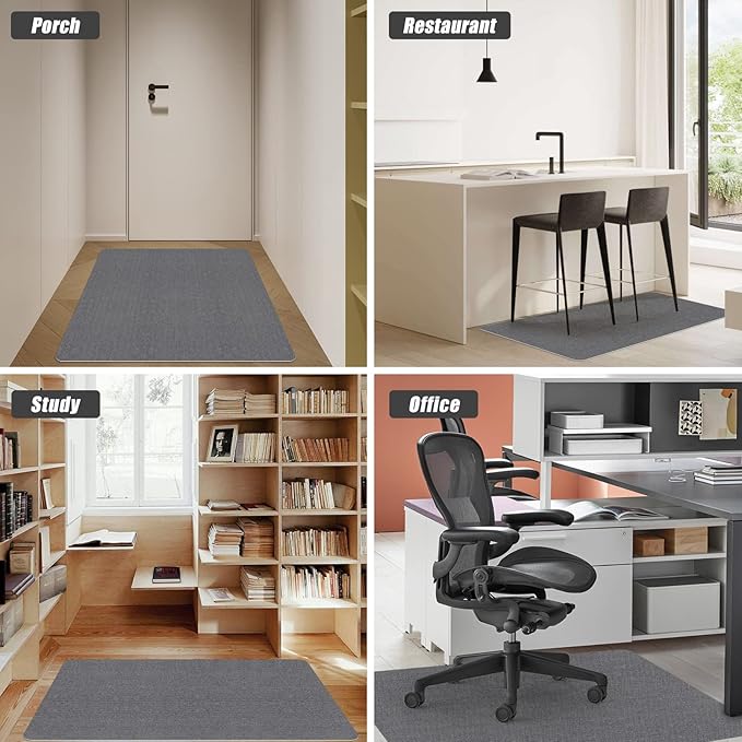 Sycoodeal Office Chair Mat for Hardwood Floor,Computer Gaming Chair Mat,Office Chair Mat for Tile Floor,Large Floor Protector Rug,Anti-Slip,Easy to Clean,Grey(48"x36")