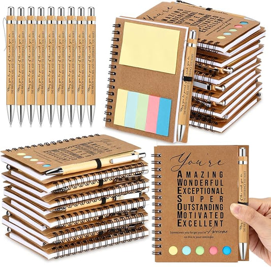 Jetec 12 Sets Bulk Employee Appreciation Gifts Bulk Inspirational Spiral Notebook with Note Ballpoint Pen Thank You Gifts for Volunteer Social Worker Nurse Staff Coworker Students (Amazing)