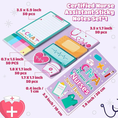 B1ykin Sticky Notes Set - Cartoon Theme Cute Self-Stick Notes Pad Teacher Appreciation Gifts， Self-Adhesive Writing Memo Pages Sticky to Do Notepad for Kids Employee School Office (CNA)