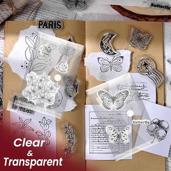 Vmiapxo 40 Pack Stamp and Die Storage Pockets, Reusable Small Plastic Envelopes Waterproof Sticker Organizer Receipt Holder Photo Storage Folders (4" x 6")