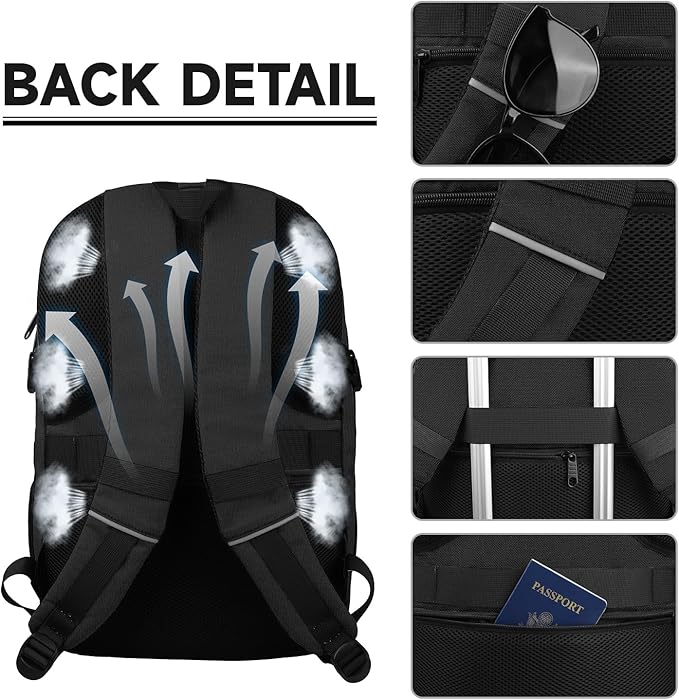 Lapsouno Travel Backpack, Large Carry on Backpack, 17 Inch Laptop Backpack, Big Backpack, Extra Sturdy TSA Friendly with USB Port College School Rucksack Bag Backpack Gifts for Him Men Women, Black