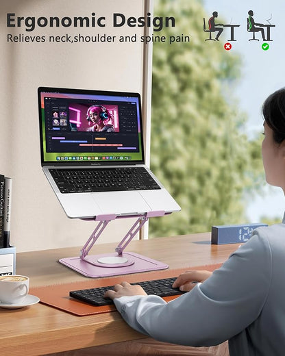 Laptop Srand for Desk,Laptop Riser for Desk, Adjustable Laptop Stand for Desk, Laptop Stand, Protable laptop stand Adjustable Height, Desk Laptop Stands,Stand for laptop on desk,Fits MacBook,Pink