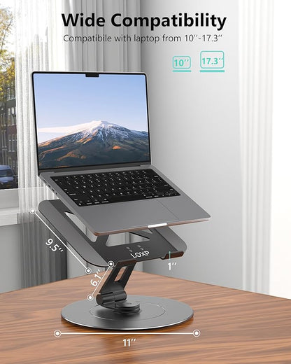 Portable Laptop Stand,【360 ° Rotating Laptop Stand for Desk】,Adjustable Laptop Riser,Ergonomic Computer Notebook Stand Holder for MacBook Air Pro,Dell,XPS,HP(10-17.3")-Black