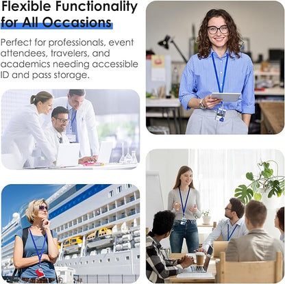 10 Pack Lanyards for ID Badges, Cruise Ship Cards, Keys, Keychain, Long-lasting Neck lanyard Strap with Clasp, Cruise Badge Key Lanyards for Men, Women, Teachers, Kids (Bright Blue)