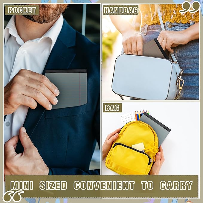 Lincia 24 Pcs 4" x 6" Legal Pad Writing Notepads Small Legal Pad College Ruled 30 Sheets Multiple Color Lined Note for Work 80 Gsm Paper for Grocery List Shopping List (Classic Color)