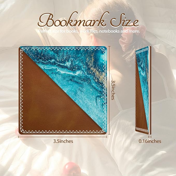 Personalized Leather Bookmarks, Fun & Cute Book Accessories for Reading Lovers, Unbreakable Page Markers for Women Men Girls Boys Student Teacher Kids Retirement Birthday Gifts (Water Ripple)
