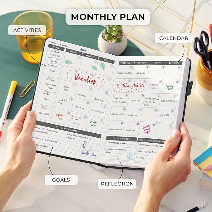 Clever Fox Daily Planner – Undated Planning Notebook with Hourly Schedule & to-Do List – Personal Day Task & Work Organizer, 6 Months (Black)