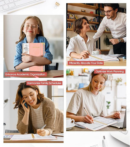 2026 Planner, Weekly and Monthly Calendar Planner from January 2026 - December 2026, 8.5" x 11" Hardcover Leather Hourly Appointment Book with Tabs, Spiral Daily Planners for College School Work Home, Pink