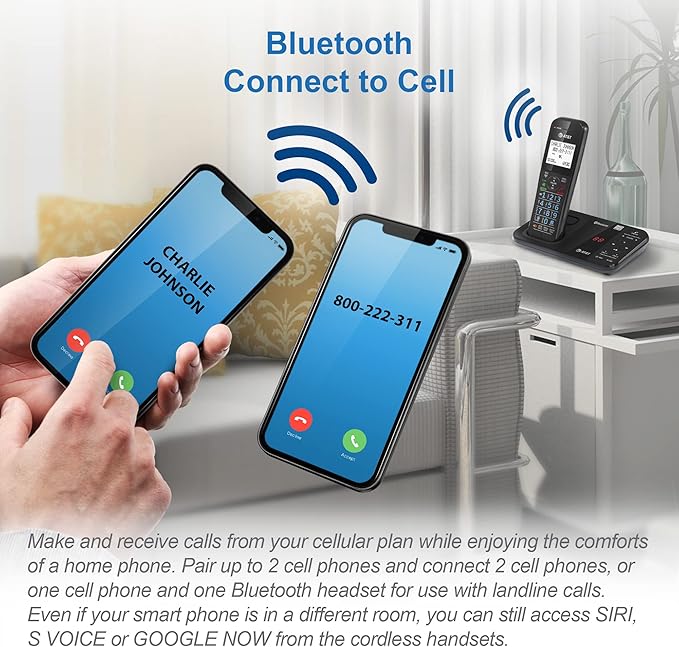 AT&T GL2113-31 Cordless Phone with Smart Call Blocker, Bluetooth Connect to Cell, Answering Machine, Full-Duplex Speakerphone