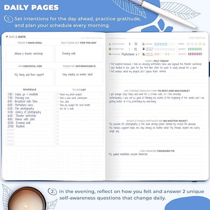 Clever Fox Self-Care Journal – Wellness & Daily Reflection Notebook – Mental Health & Personal Development Journal – Self-Care, Meditation & Mood Journal for Women & Men – Large (Mystic Blue)