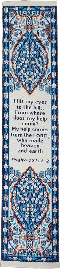 The Lord is My Help, Bulk Pack of 6 Woven Fabric Christian Bookmarks, Silky Soft Psalm 121:1-2 Flexible Bookmarker for Novels Books and Bibles, Traditional Turkish Woven Design, Memory Verse Gift