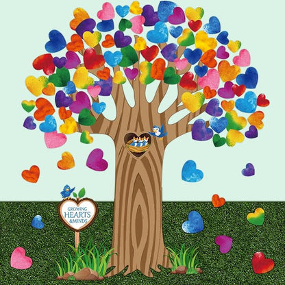 Classroom Tree Bulletin Board Decorations Set Hearts Bulletin Board Tree Cutouts Teacher Classroom Wall Decor for Elementary School Chalkboard Supplies (Lovely Style)