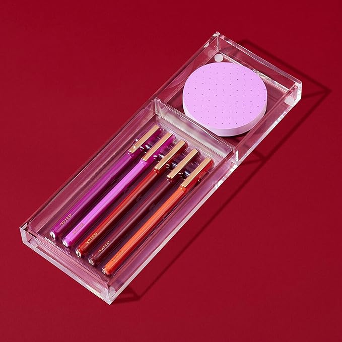 Noted by Post-it Printed Notes Gift Box, Warm Colors, Includes Acrylic Tray, 100 Round Sticky Notes, 5-Pack Pens (NTD-TRAY-36-H)