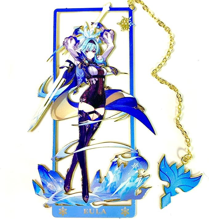 Genshin Impact EULA Metal Bookmark - Anime Figure Merch with 3D Display Box - Birthday Gifts for Fans Friends Gamer Book Lovers - Zllada