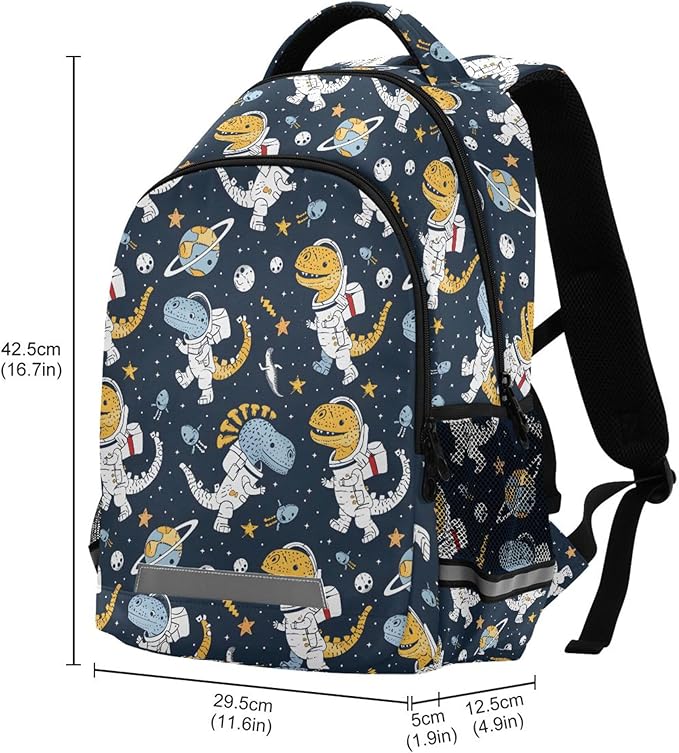 MNSRUU Laptop Backpack with Chest Strap, Astronaut Dinosaur School Backpack, Travel Hiking Backpack for Boys Girls Teen Adult, Rucksack, Knapsack