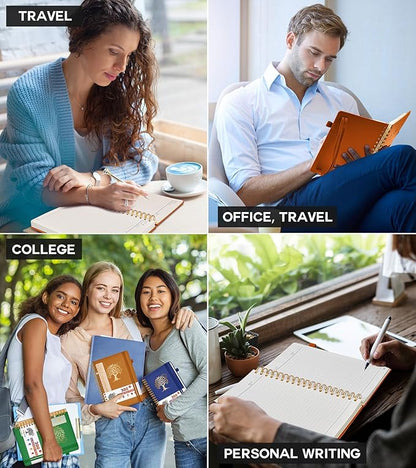 Large Spiral Notebook Journal for Women Men - 300 Numbered Lined Pages, College Ruled,B5 Hardcover Spiral Bound Notebook for School, Work, Note Taking, Writing, Leather Spiral Journal 7"x10"