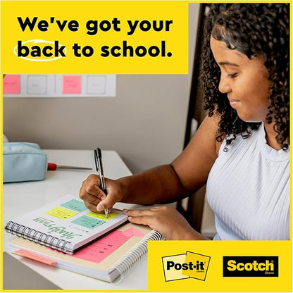 Post-it Super Sticky Notes Value Pack, 24 Pads, Convenient School Bus Carry and Storage Case, 2X The Sticking Power, 3x3 in, Bright Colors (Orange, Pink, Blue, Green, Yellow), Recyclable (654-24SSBUS)