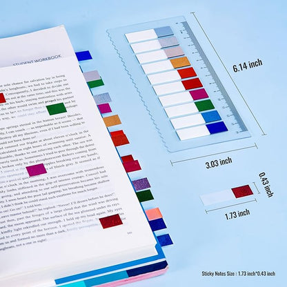 Golcellia 1000 Pieces Sticky Tabs Diamond Laser Page Markers, Transparent Sticky Note Tabs Colored Writable and Repositionable Index Tabs, Tabs for Annotating Books