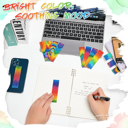 36 Pieces Anxiety Sensory Stickers Cute Fidget Textured Strips Toys Anti Stress Tactile Rough Sensory Calm Textured Strips Adhesives Anxiety Relief for Adults Teens Desk Classroom (Rainbow Style)