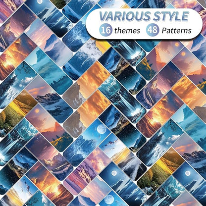 48 Pieces Magnetic Bookmarks Magnet Page Markers - Book Marks for Reading Women & Men with Storage Boxes - Cute Magnet Bookmark Clips for Reading Pleasure（Scenery）